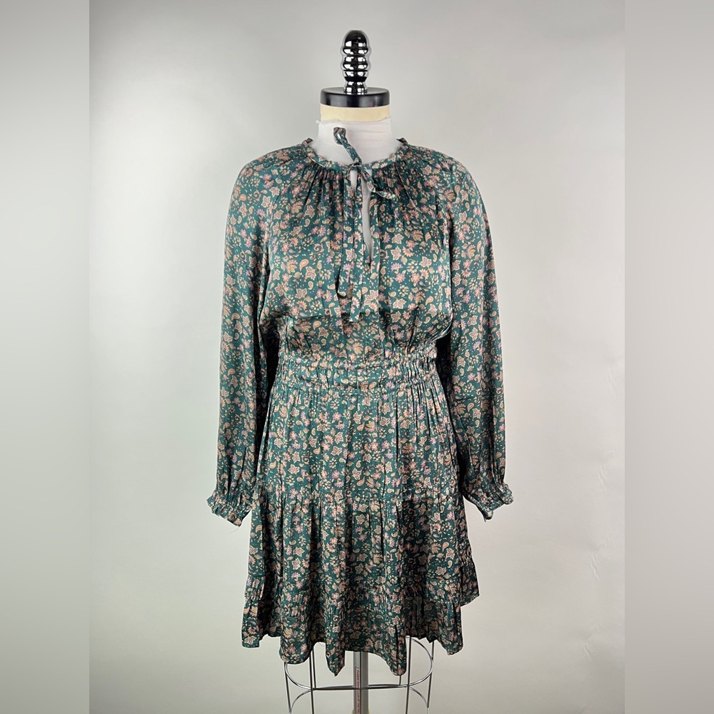 💚 3477. Floral Paisley Long Sleeve Mini Dress